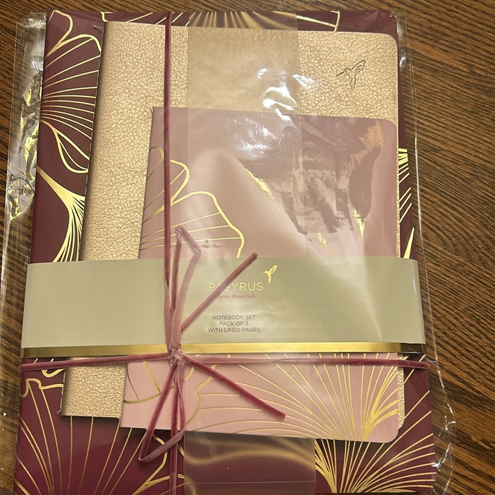 Papyrus Gold and Pink Floral Notebook Set